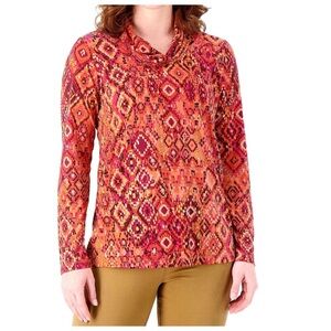 Women’s XL Geometric Patterned Cowl Neck Top Susan Graver